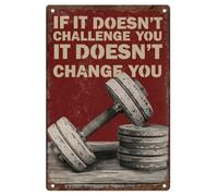 Plaque en métal vintage avec inscription « If It Doesn't Challenge You It Doesn't Change You Home » - Décoration murale - 20 x 30 cm