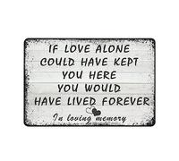 Plaque en métal vintage avec inscription « If love alone could have keep you here you would have lived forever in loving memory » - Décoration murale d'intérieur ou d'extérieur - Cadeau personnalisé