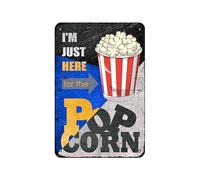 Plaque en métal vintage avec inscription « I'M Just Here For The Popcorn » - Décoration murale rétro pour maison, bar, dîner, pub, club, café - 20,3 x 30,5 cm