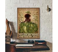 Plaque en métal vintage avec inscription « In The Garden I Go to Lose My Mind and Find My Soul » - Décoration murale en aluminium - 20,3 x 30,5 cm