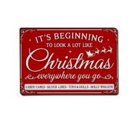 Plaque en métal vintage avec inscription « It'S Beginning to Look A Lot Like Christmas » - Décoration murale - 20,3 x 30,5 cm