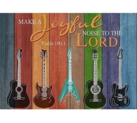 Plaque en métal vintage avec inscription « Make A Joyful Noise Guitar » - Style vintage - Pour bar, bar, garage, dîner, café, maison, décoration murale - Affiche d'art rétro vintage en aluminium - 14