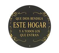Plaque en métal vintage avec inscription « May God Bless This Home And All Who Enter » - Décoration murale - 20,3 x 20,3 cm