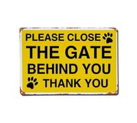 Plaque en métal vintage avec inscription « Please Close The Gate Behind You Thank You » - Décoration murale pour bar, maison, cave, cuisine, buanderie - 20,3 x 30,5 cm