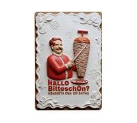 Plaque en métal vintage avec inscription « Red Man Holding Spool of Thread » - Décoration murale d'intérieur et d'extérieur - 20,3 x 30,5 cm
