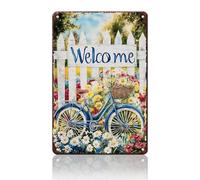 Plaque en métal vintage avec inscription « Spring Garden » en forme de vélo pour maison, jardin, serre, salon, chambre à coucher, décoration extérieure - 20,3 x 30,5 cm