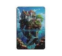 Plaque en métal vintage avec inscription « Two Story House on An Island » - Décoration murale rétro - 20 x 30 cm