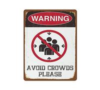 Plaque en métal vintage avec inscription « Warning Avoid Crowds Please » - Décoration murale - Cuisine de campagne - Décoration murale - 40,6 x 30,5 cm