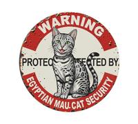 Plaque en métal vintage avec inscription « Warning Protected By Egyptian Mau Cat Security »