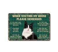 Plaque en métal vintage avec inscription « When Visiting My House Please Remember Rules » - 15,2 x 20,3 cm