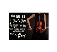 Plaque en métal vintage avec inscription « Woman Playing The Violin » - Décoration murale pour studio de musique - 30,5 x 40,6 cm