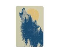 Plaque en métal vintage avec loup hurlant dans la forêt - Décoration murale pour bar, pub, club, café, chambre - Blanc - 30 x 20 cm