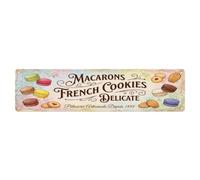 Plaque en métal vintage avec macarons et biscuits français délicats | Plaque murale de style vintage pour café, bar, bureau, maison, jardin, porte d'entrée, chambre à coucher