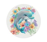Plaque en métal vintage avec motif de dauphins excités - Décoration murale pour café, club, bar, bureau, jardin - 20,3 x 20,3 cm