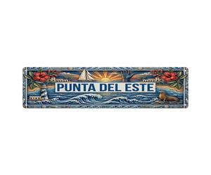 Plaque en métal vintage avec motif drapeau de l'Uruguay Punta Del Este