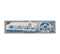 Plaque en métal vintage avec motif drapeau du Maroc Casablanca - Décoration murale pour café, club, bar, bureau, jardin - 10,2 x 40,6 cm