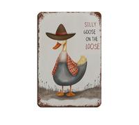 Plaque en métal vintage avec motif oie de Silly Goose pour pub, club, café, bar, maison, décoration murale rétro 20 x 30 cm