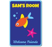 Plaque en métal vintage avec motif poisson et étoile de mer 20,3 x 30,5 cm