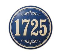 Plaque en métal vintage avec numéro de maison 1725 | Plaque murale ronde de style vintage de 20,3 x 20,3 cm pour café, club, bar, bureau, maison, jardin, porte d'entrée