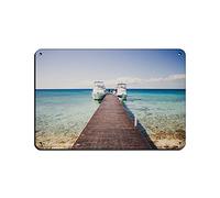 Plaque en métal vintage avec pont en bois de plage Cuba pour pub, club, café, bar, décoration murale d'intérieur - 20 x 30 cm