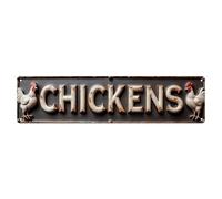 Plaque en métal vintage avec poules - Décoration murale - 20,3 x 30,5 cm