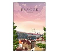 Plaque en métal vintage avec vue sur la ville de Prague, style tchèque, décoration murale en métal, pour la maison, la cuisine, un bar, un café, un club, un verger, 15 x 30 cm