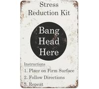 Plaque en métal vintage Bang Head Here Art Decor Réduction du stress Quelque chose de différent Vente en gros Bang Head Poster pour maison Salon Chambre Jardin Garage Café Bar Pub 8x12 pouces