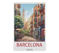 Plaque en métal vintage，Barcelone Espagne，pour cafés, bars, pubs, magasins, décoration murale amusante et rétro pour homme et femme(20x30cm）8x12 inch-AE22