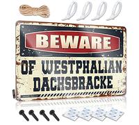 Plaque en métal vintage « Beware of Westphalian Dachsbracke » - Plaque rétro en métal pour décoration d'intérieur (20 x 30 cm)