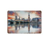 Plaque en métal vintage，Big Ben Et Le Bâtiment du Parlement, Londres, Angleterre，pour cafés, bars, pubs, magasins, décoration murale amusante et rétro pour homme et femme(20x30cm）8x12 inch-562