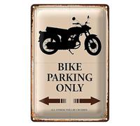Plaque en métal vintage | Bike Parking Only | Design moto rétro | 12 cm x 18 cm