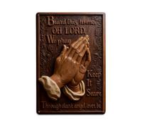 Plaque en métal vintage Bless This House Oh Lord We Pray Make It Safe By Night And Day - Décoration murale d'intérieur et d'extérieur - 20,3 x 30,5 cm
