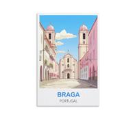 Plaque en métal vintage Braga Portugal, affiche d'art rétro inspirante pour la maison, le bureau, le café, le bar, décoration murale 15 x 30 cm
