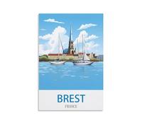 Plaque en métal vintage Brest France, décoration murale, 20 x 30 cm