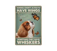 Plaque en métal vintage Cavalier King Charles Spaniel avec motif « Angel Don't Have Wings » - 20,3 x 30,5 cm - Décoration de chien angélique, cadeau pour les amoureux des chiens
