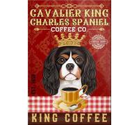 Plaque en métal vintage Cavalier King Charles Spaniel Dog Coffee Company - Plaque rétro - Décoration murale - Cadeau 20,3 x 30,5 cm