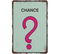 Plaque en métal vintage Chance Art de motivation dans un style monopoly Art mural peinture en fer ferme pour maison, salon, café, bar, décoration murale 20,3 x 30,5 cm