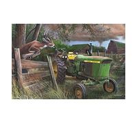 Plaque en métal vintage chic - Décoration artistique tracteur et cerf pour maison, bar, café, ferme, garage ou club - 30,5 x 20,3 cm
