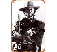 Plaque en métal vintage Clint Eastwood The Outlaw Josey Wales - Affiche du film pour bar, man, grotte, garage, décoration murale rétro - 30,5 x 20,3 cm