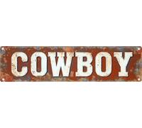 Plaque en métal vintage Cowboy rétro, adaptée pour la maison, la rue, le magasin, le garage, le bar, la ferme, le jardin - Plaque en métal multifonction pour une utilisation en intérieur/extérieur