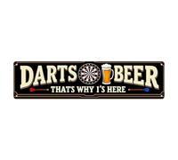 Plaque en métal vintage Darts Beer That's Why I's Here pour café, bar, pub, maison, décoration murale, affiche en métal 10,2 x 40,6 cm