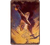 Plaque en métal vintage de 14 x 20 cm - Motif bombardier de la huitième armée de l'air américaine - Décoration murale de porte - Plaque en étain pour décoration murale - Bars, restaurants, cafés et