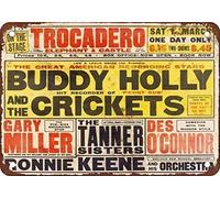 Plaque en métal vintage de 1958, reproduction de Buddy Holly au Trocadéro, 20 x 30 cm