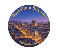 Plaque en métal vintage de voyage Barcelone Blue Hour destination espagnole - Décoration murale pour café, club, jardin - 20,3 x 20,3 cm