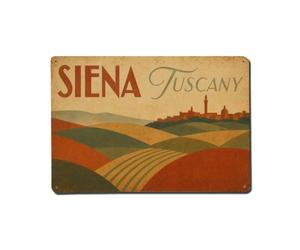 Plaque en métal vintage de voyage Sienne sur les collines toscanes