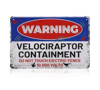 Plaque en Métal Vintage Dinosaure, Décoration d'Avertissement Danger Velociraptor pour Une Fête d'Anniversaire Sur le Thème des Dinosaures pour la Chambre des Garçons