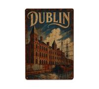 Plaque en métal vintage Dublin Red Brick Buildings Irlande