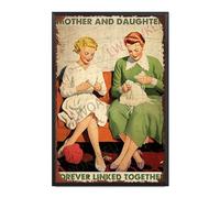 Plaque en métal vintage en aluminium avec inscription « Mother and Daughter Forever Linked Together For Garage Man Cave Bar Home » - 20,3 x 30,5 cm - Cadre en métal