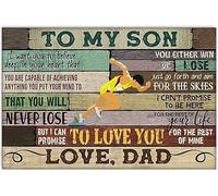 Plaque en métal vintage en aluminium avec inscription « Running Dad to My Son I Can Promise to Love You » - 14 x 20 cm