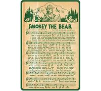 Plaque en métal vintage en aluminium avec partition de musique Smokey The Bear - 20,3 x 30,5 cm